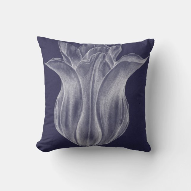 Monochrome Tulip III Throw Pillow (Front)
