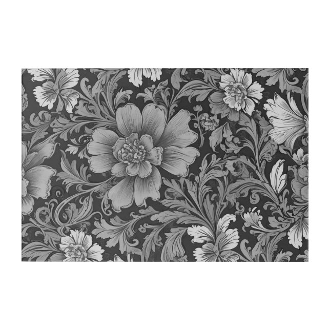 Monochrome Vintage Floral Pattern  Acrylic Print (Front)