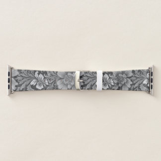 Monochrome Vintage Floral Pattern Apple Watch Band
