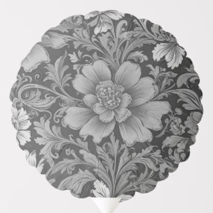 Monochrome Vintage Floral Pattern Balloon