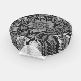 Monochrome Vintage Floral Pattern  Coaster Set