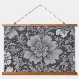 Monochrome Vintage Floral Pattern Hanging Tapestry