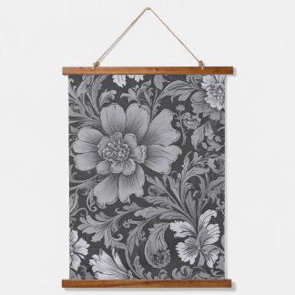 Monochrome Vintage Floral Pattern Hanging Tapestry