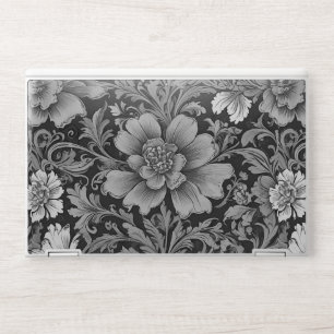 Monochrome Vintage Floral Pattern HP Laptop Skin
