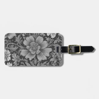 Monochrome Vintage Floral Pattern  Luggage Tag