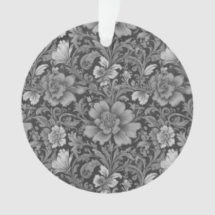 Monochrome Vintage Floral Pattern Ornament