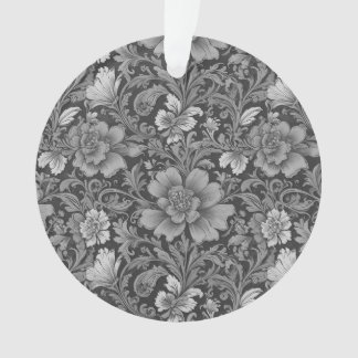 Monochrome Vintage Floral Pattern  Ornament