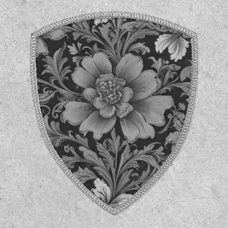 Monochrome Vintage Floral Pattern  Patch