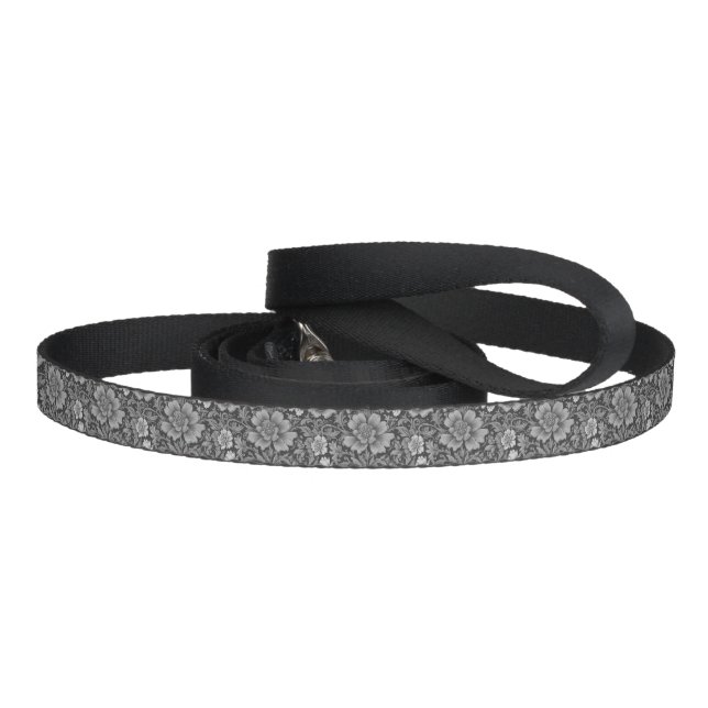 Monochrome Vintage Floral Pattern  Pet Leash (Handle)