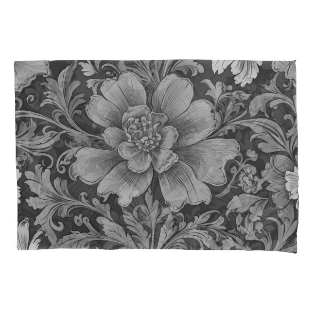 Monochrome Vintage Floral Pattern  Pillow Case (Front)