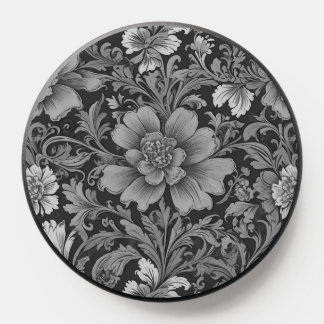 Monochrome Vintage Floral Pattern PopSocket