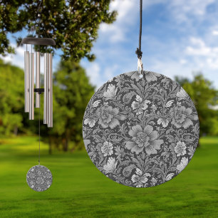 Monochrome Vintage Floral Pattern Wind Chime