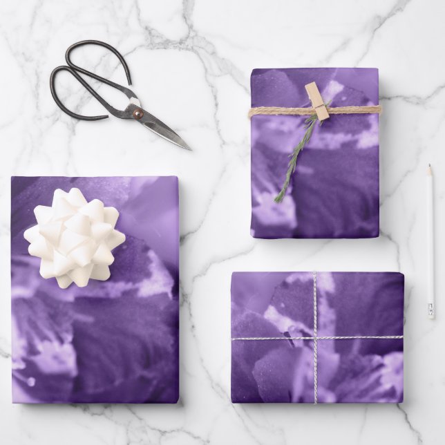 Monochrome Violets Wrapping Paper Sheets (Front)