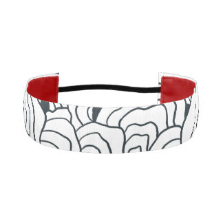 Monochrome Wave Pattern, Modern Abstract Line Art Athletic Headband