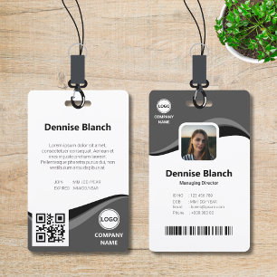 Monochrome waves, bar code, qr code, photo ID Badge
