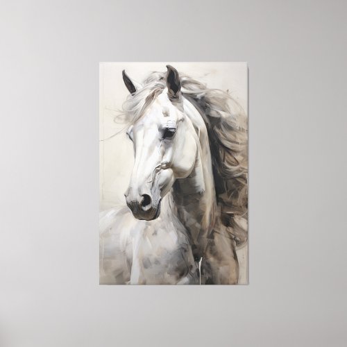 Monochrome White Horse  Large Wall Art Painting