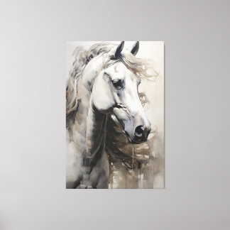 Monochrome White Horse | Large Wall Art Painting