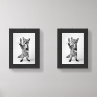 Monochrome Wildlife Funny Fox Holding Toilet Paper Wall Art Sets
