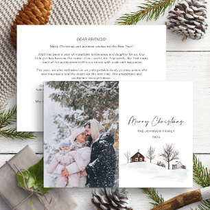 Monochrome Winter Annual Family Update Photo Holiday Card