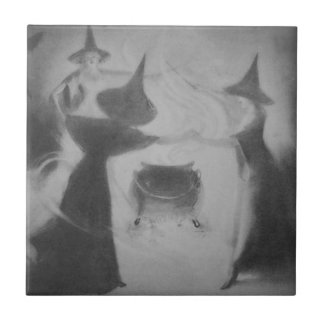 Monochrome Witch Night Cauldron Spell Magic Tile