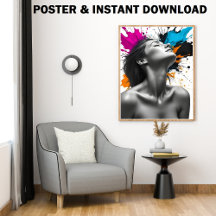 Monochrome Woman Portrait with Color Splash