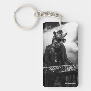 Monochrome Zebra Keyboard Player Stage Keychain