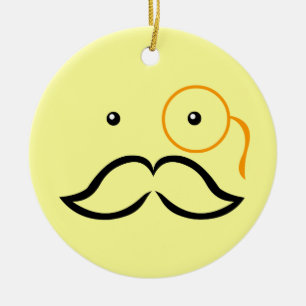 Monocle and Mustache Ceramic Ornament