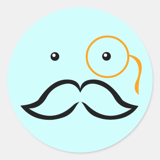 Monocle and Mustache Classic Round Sticker (Front)