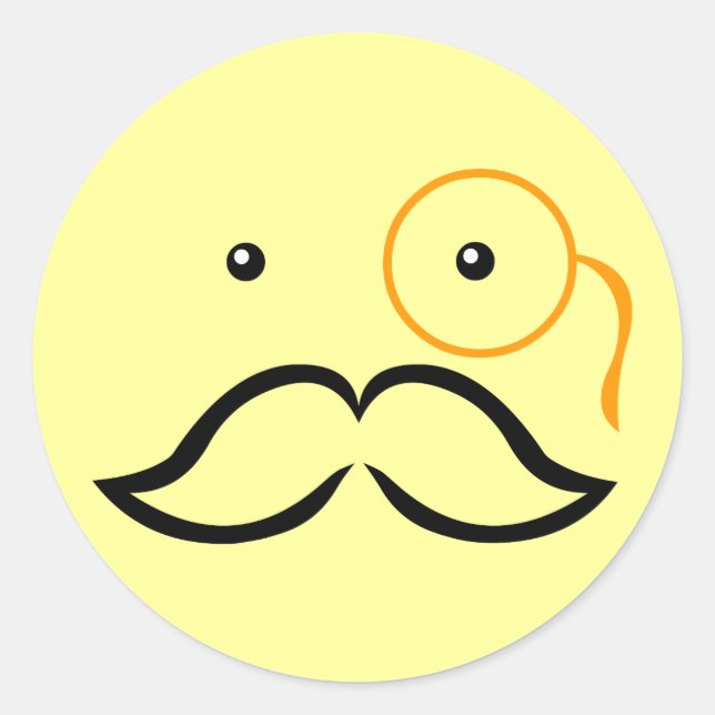 Monocle and Mustache Classic Round Sticker (Front)