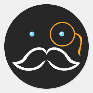 Monocle and Mustache Classic Round Sticker
