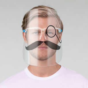 Monocle and Mustache Face Shield