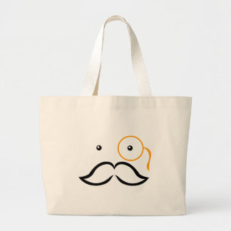 Monocle and Mustache Large Tote Bag