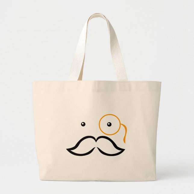 Monocle and Mustache Large Tote Bag (Front)