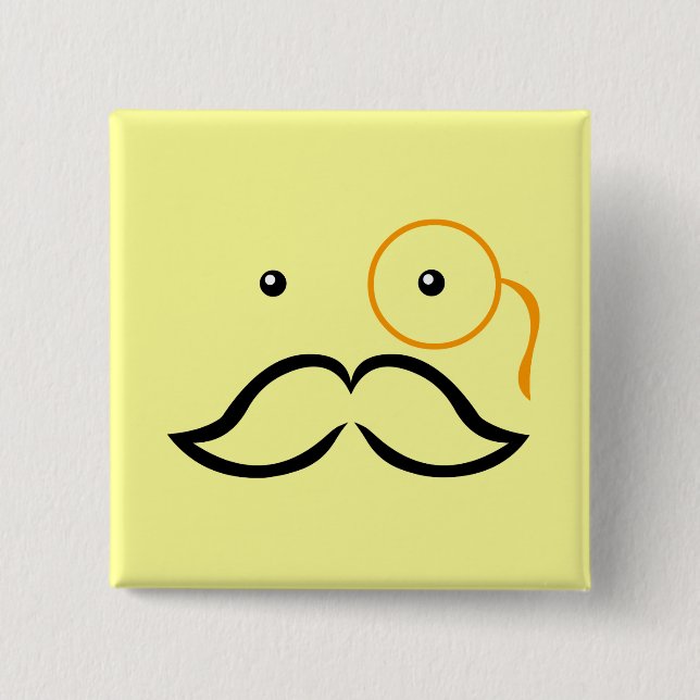 Monocle and Mustache Pinback Button (Front)