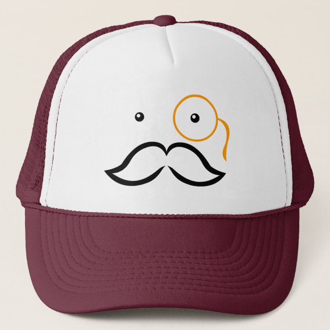 Monocle and Mustache Trucker Hat (Front)