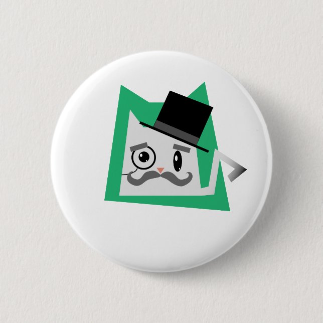 Monocle Cat Pinback Button (Front)
