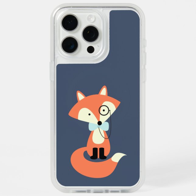 Monocle Hipster Red Fox iPhone 15 Pro Max Case (Back (White Titanium))