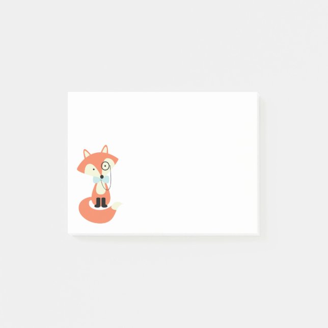 Monocle Hipster Red Fox Post-it Notes (Front)