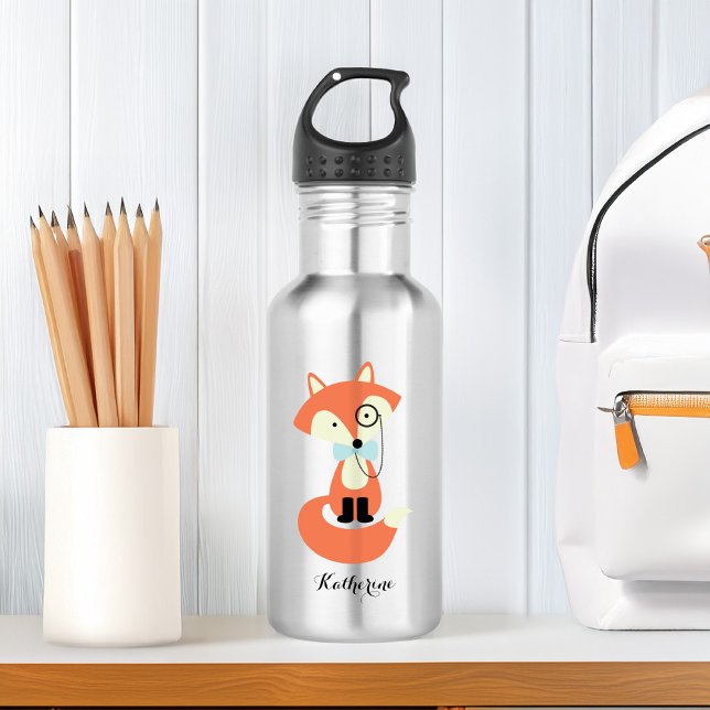 Monocle Hipster Red Fox Stainless Steel Water Bottle (Creator Uploaded)