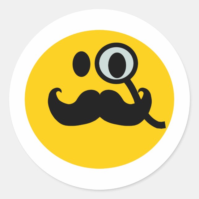Monocle & Mustache Customizable backgrnd) Classic Round Sticker (Front)