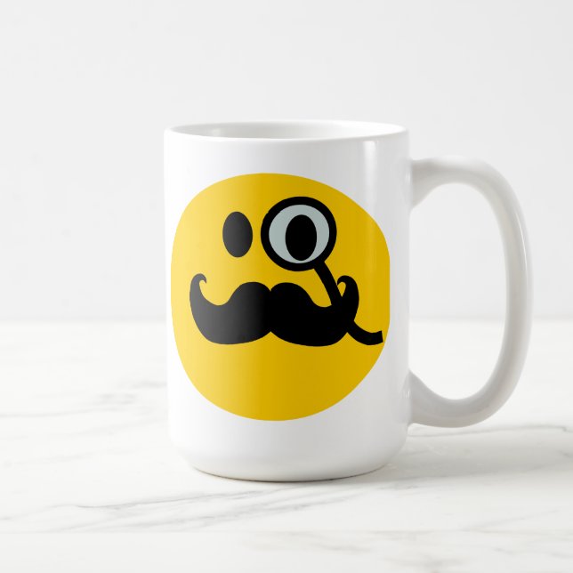 Monocle & Mustache Customizable backgrnd) Coffee Mug (Right)