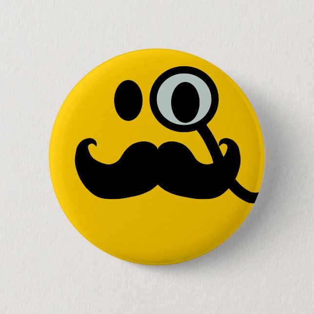 Monocle & Mustache Customizable backgrnd) Pinback Button (Front)