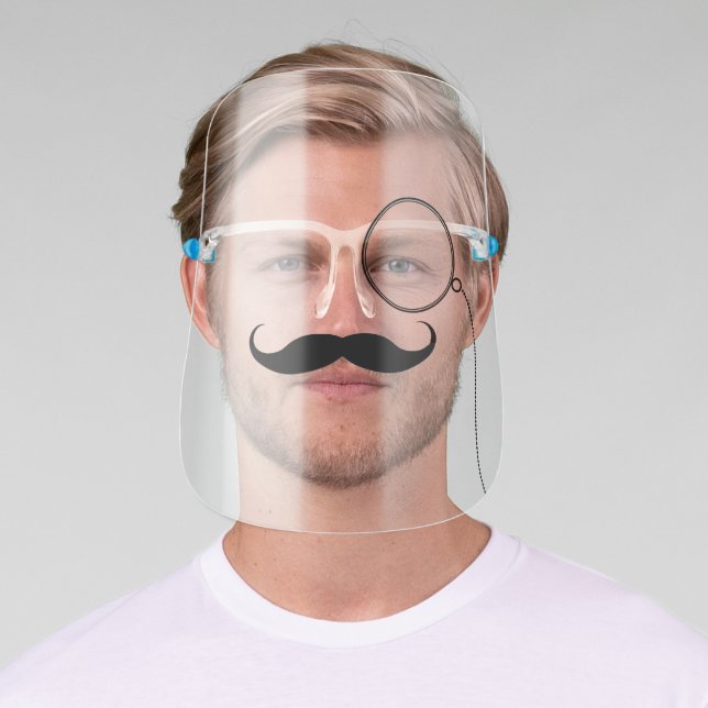 Monocle Mustache Gentleman Face Shield (Insitu)