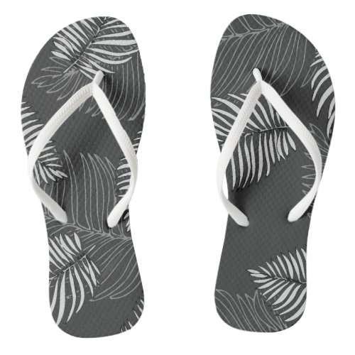 Monocolor Palm Pattern Flip Flops