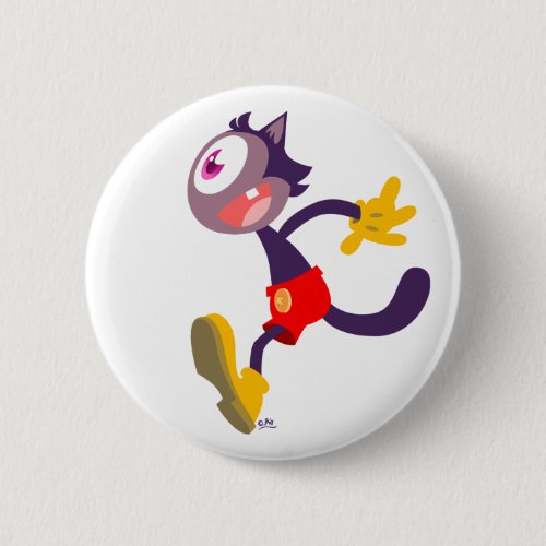 Monocular cat cartoon button badge