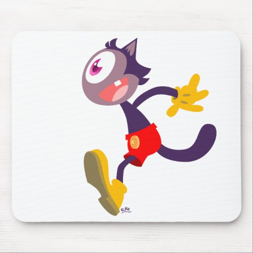 Monocular cat cartoon mousepad