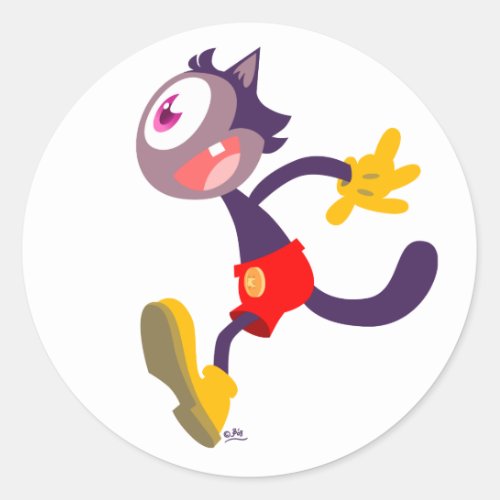 Monocular cat cartoon sticker