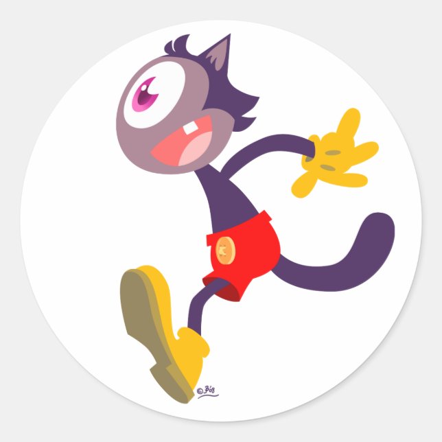 Monocular cat cartoon sticker (Front)