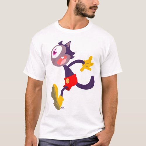 Monocular cat cartoon t_shirt