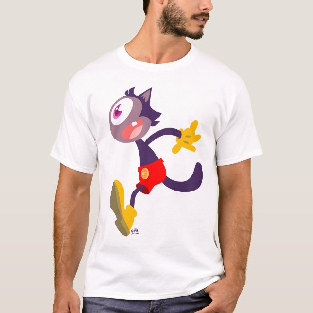 Monocular cat cartoon t-shirt (Front)